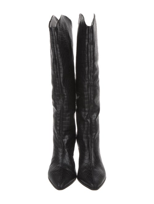 Schutz Embossed Leather Riding Boots