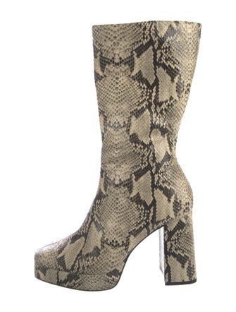 Schutz Embossed Leather Animal Print Boots
