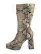 Schutz Embossed Leather Animal Print Boots