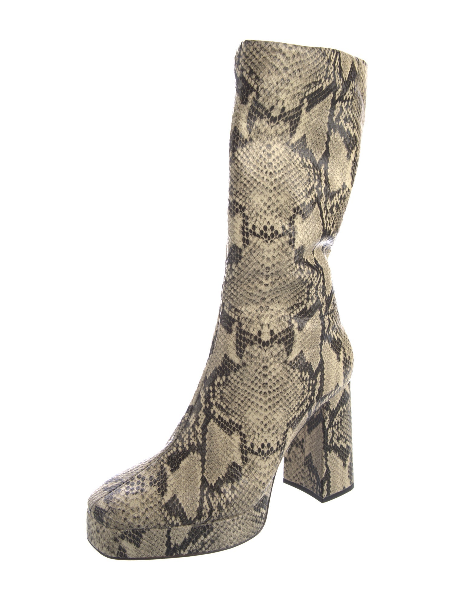 Schutz Embossed Leather Animal Print Boots