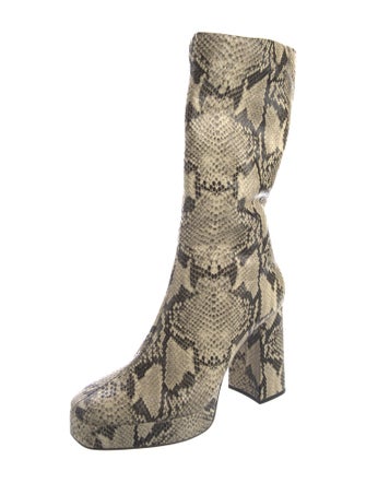 Schutz Embossed Leather Animal Print Boots