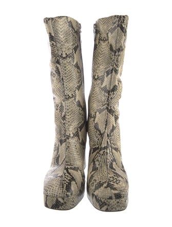Schutz Embossed Leather Animal Print Boots