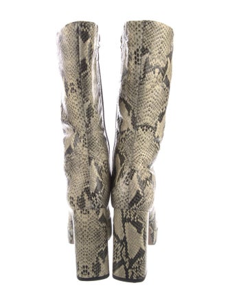 Schutz Embossed Leather Animal Print Boots