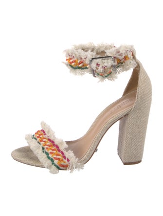 Schutz Patterned Fringe Trim Accent Sandals