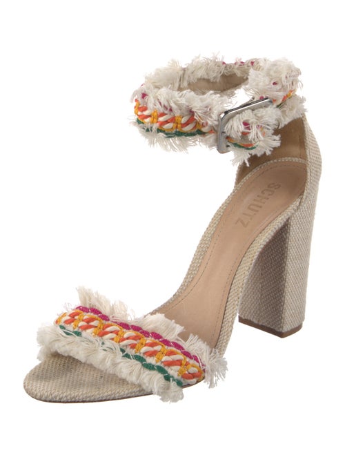 Schutz Patterned Fringe Trim Accent Sandals