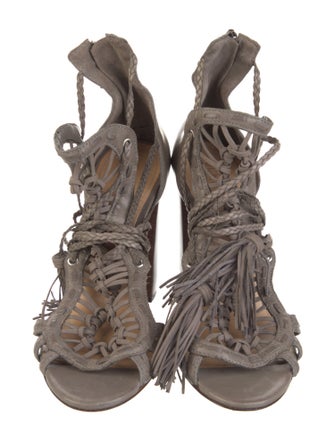 Schutz Leather Animal Print Gladiator Sandals