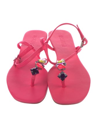 Schutz Leather T-Strap Sandals