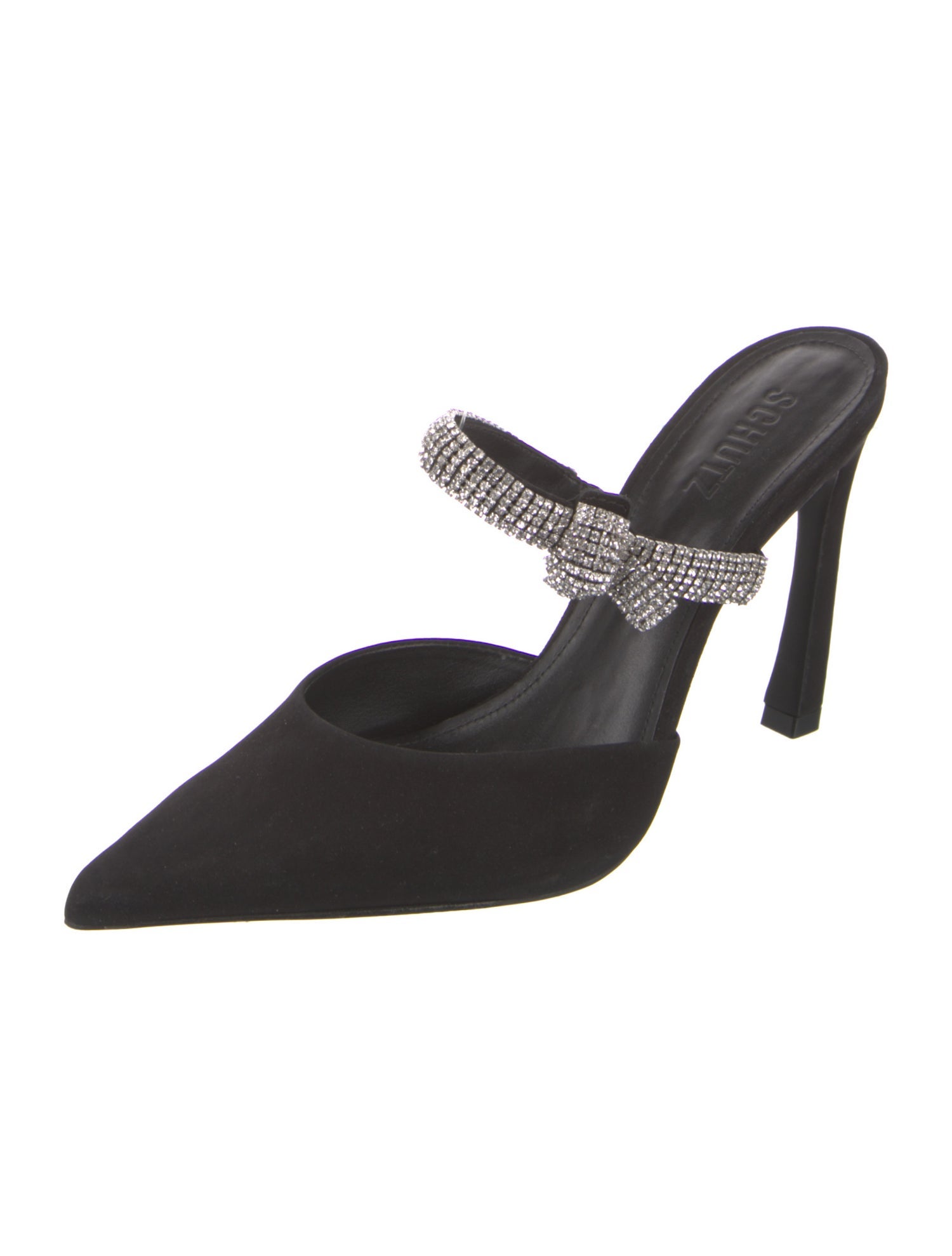 Schutz Suede Crystal Embellishments Mules