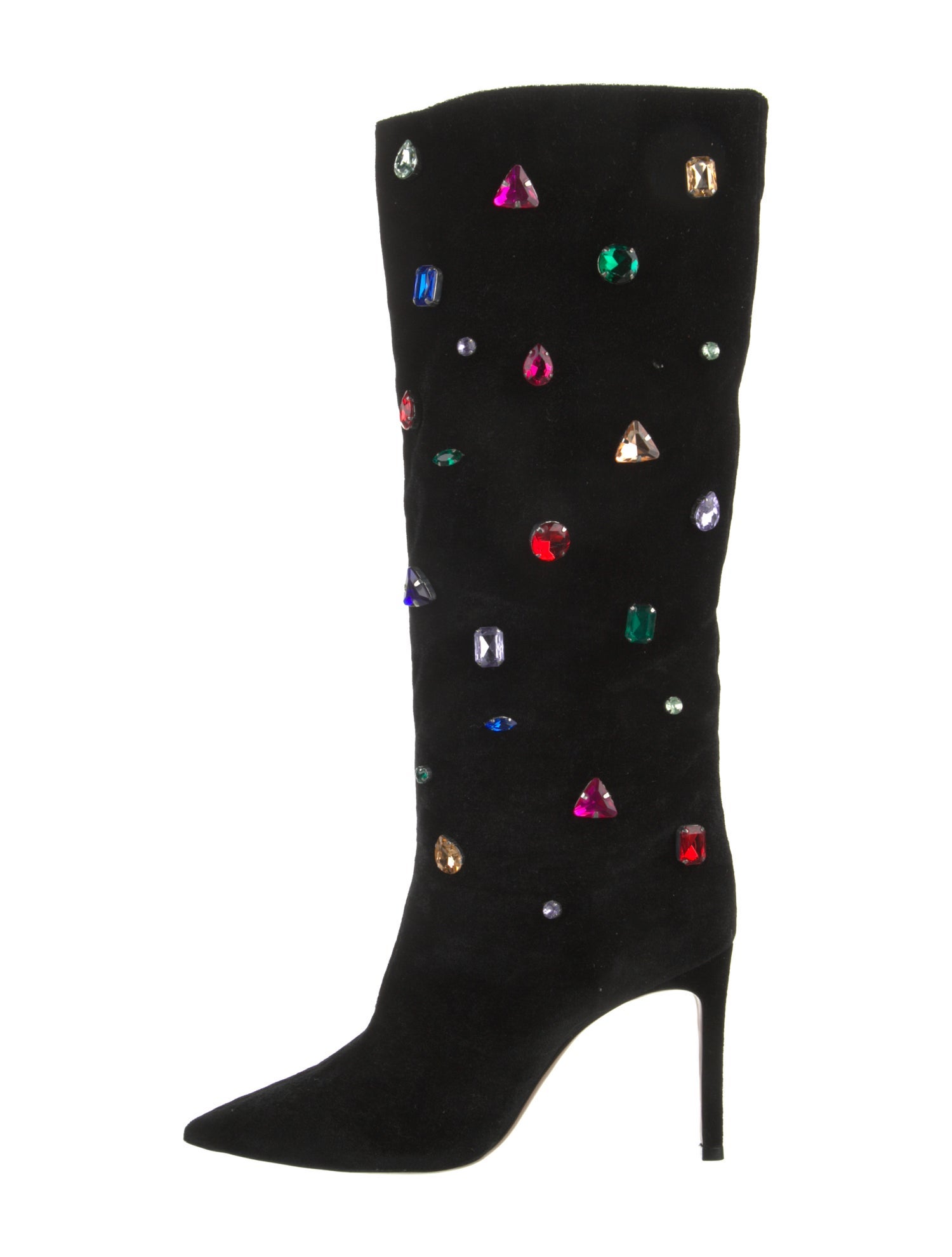 Schutz Velvet Crystal Embellishments Boots
