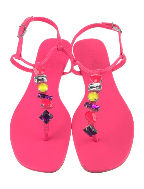 Schutz Leather T-Strap Sandals