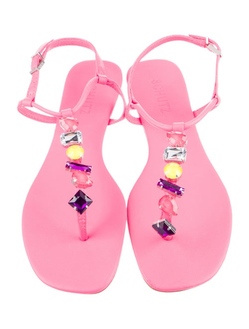 Schutz Leather T-Strap Sandals