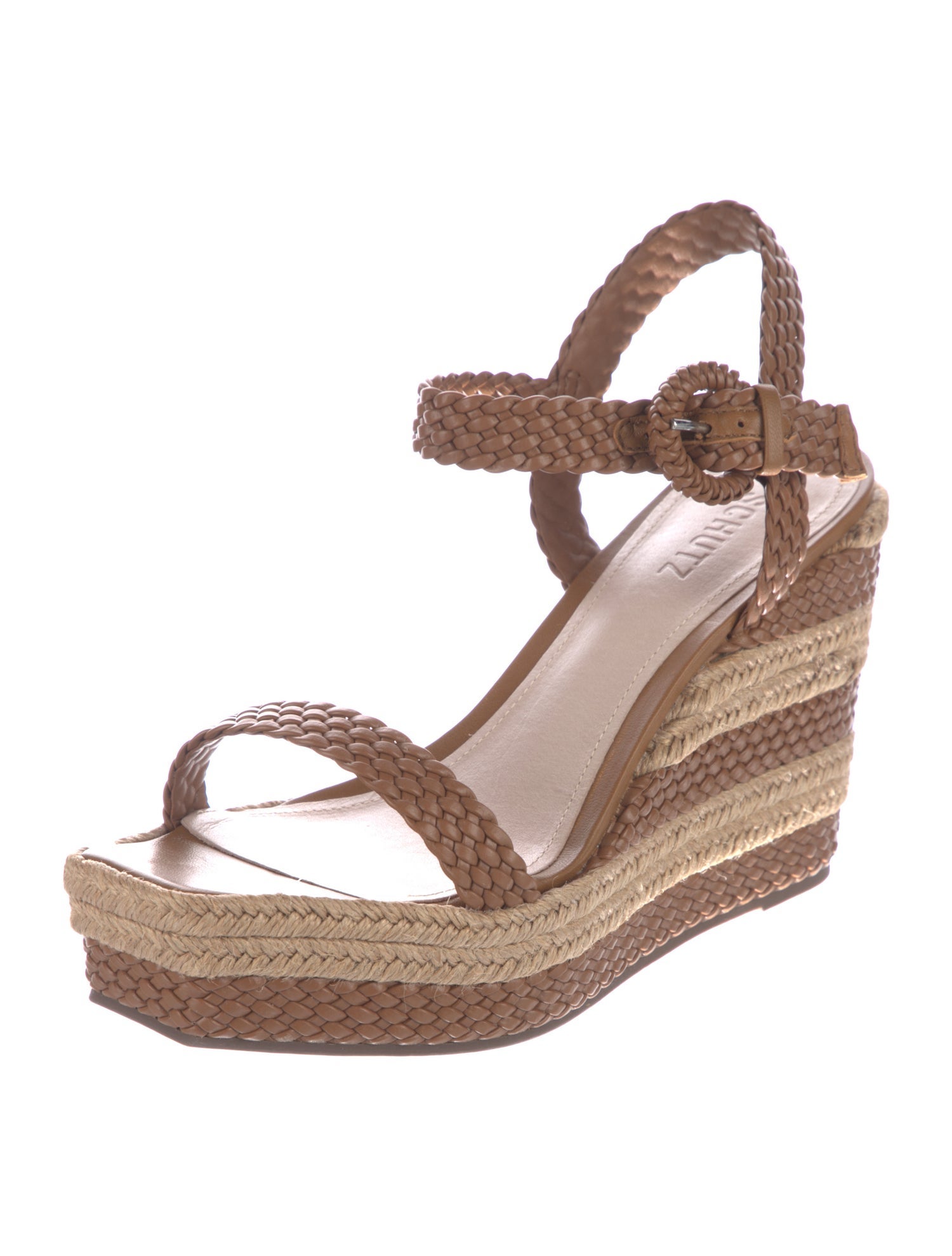 Schutz Straw Colorblock Pattern Espadrilles