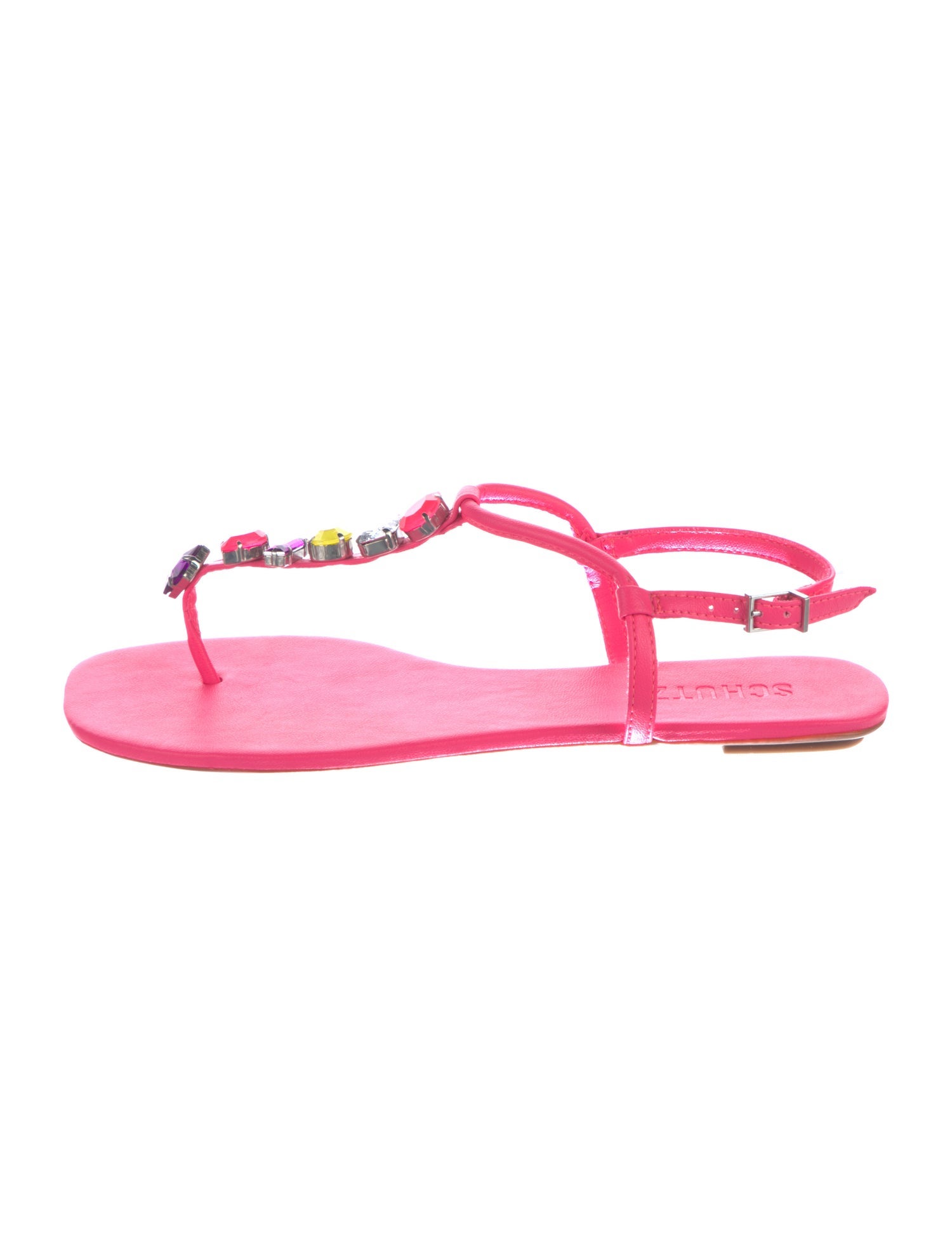 Schutz Leather T-Strap Sandals
