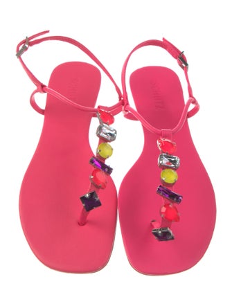 Schutz Leather T-Strap Sandals