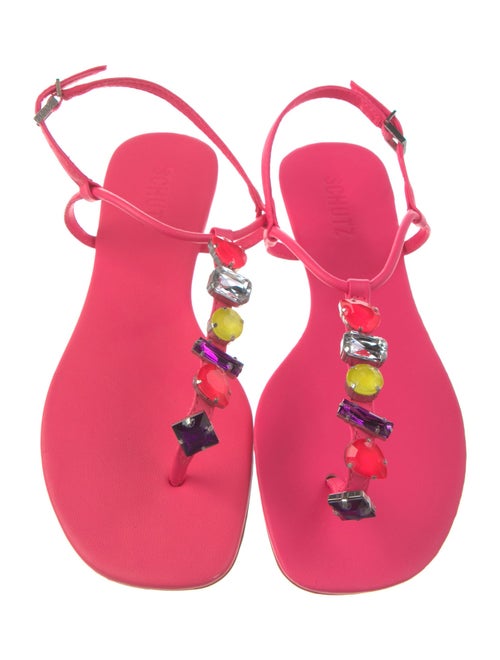 Schutz Leather T-Strap Sandals