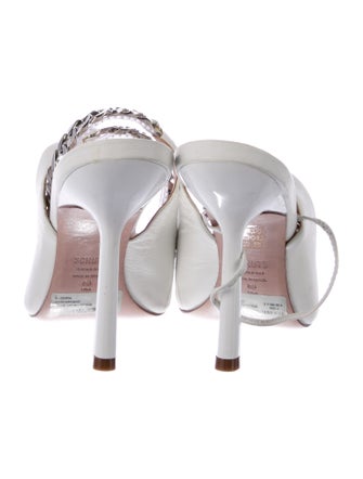 Schutz Leather Chain-Link Accents Slingback Pumps