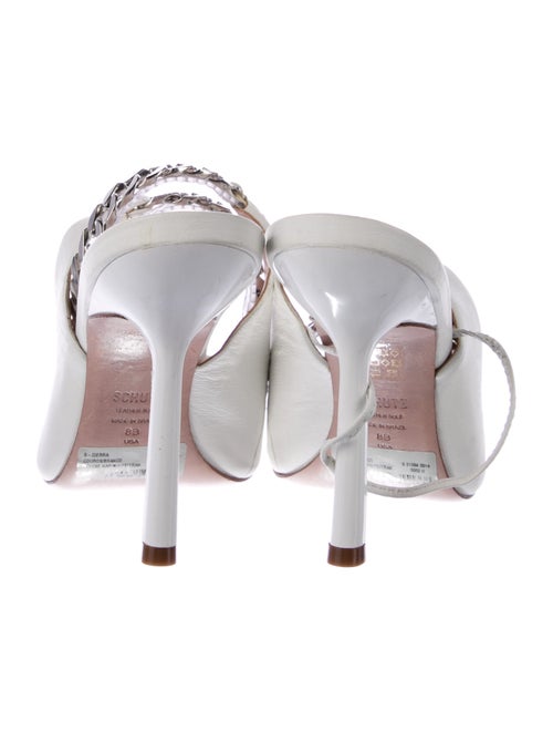 Schutz Leather Chain-Link Accents Slingback Pumps