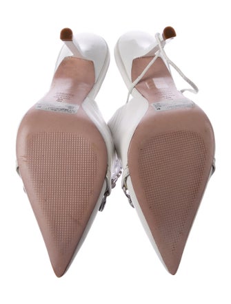 Schutz Leather Chain-Link Accents Slingback Pumps