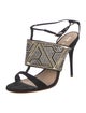 Schutz Suede Printed T-Strap Sandals