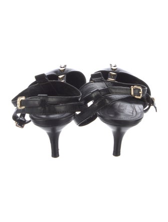 Schutz Leather Studded Accents T-Strap Pumps