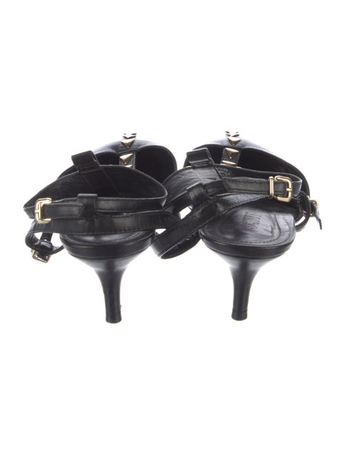 Schutz Leather Studded Accents T-Strap Pumps