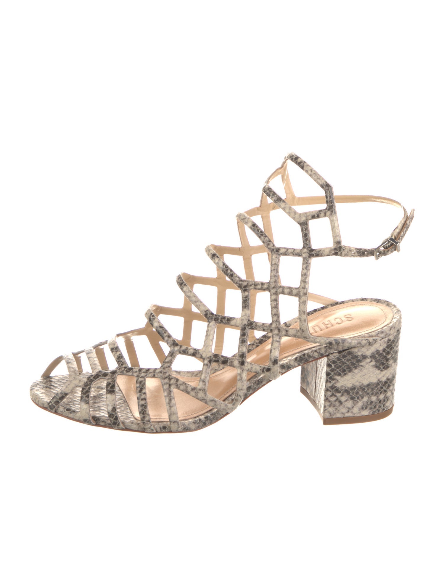 Schutz Snakeskin Animal Print Gladiator Sandals