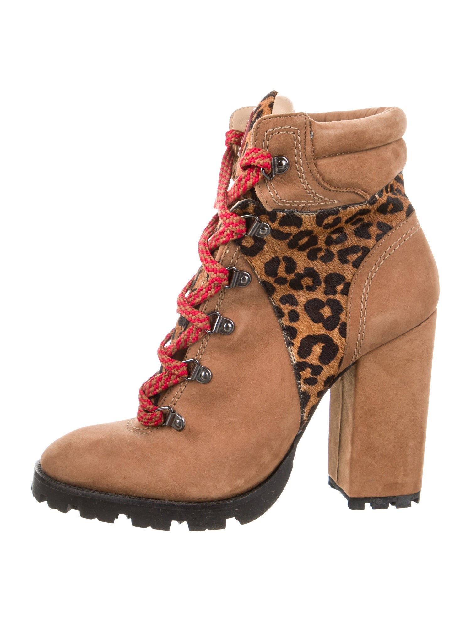 Schutz Suede Printed Combat Boots