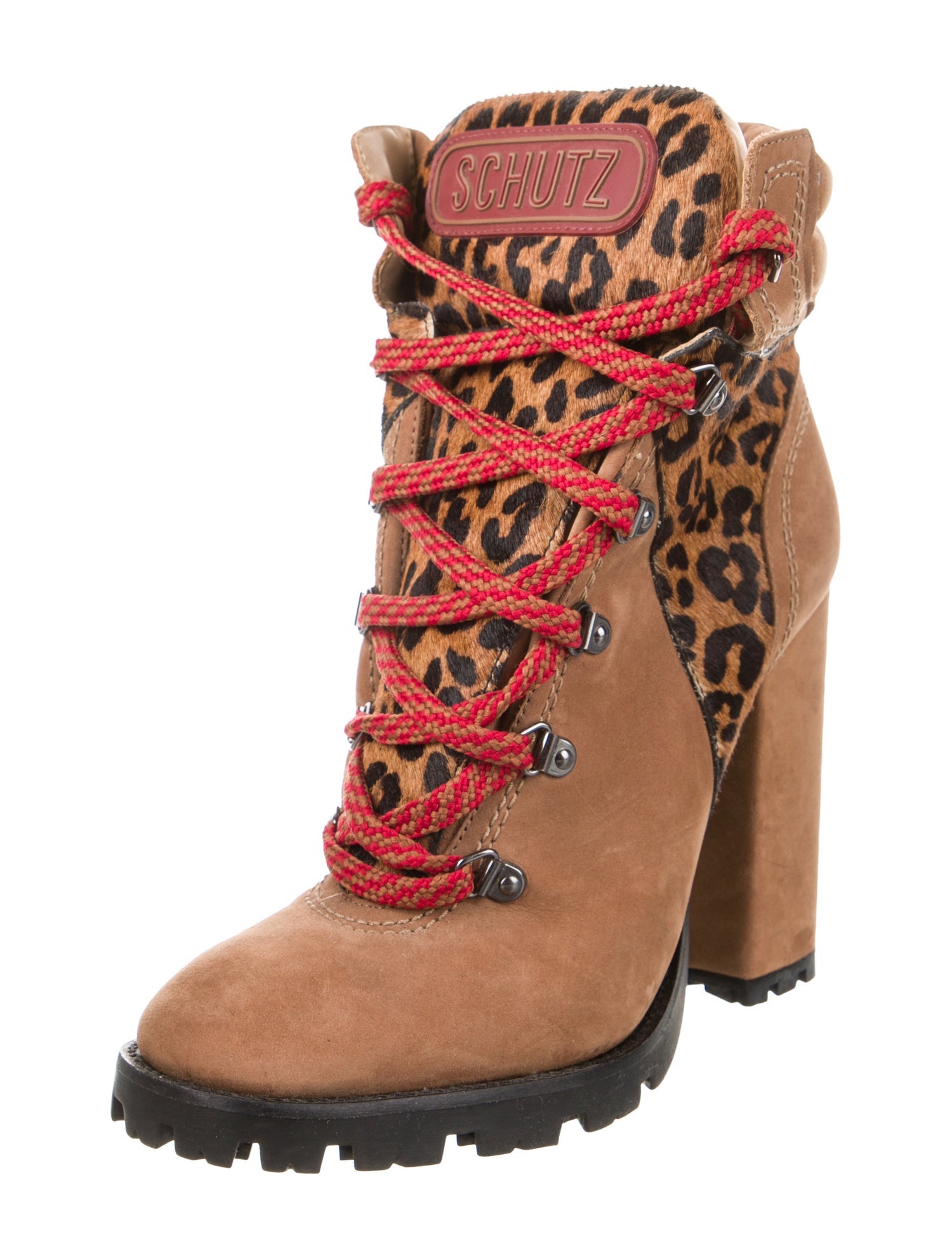 Schutz Suede Printed Combat Boots