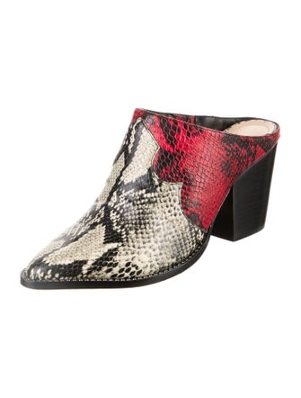 Schutz Embossed Leather Animal Print Mules