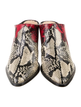 Schutz Embossed Leather Animal Print Mules