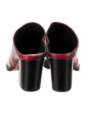 Schutz Embossed Leather Animal Print Mules