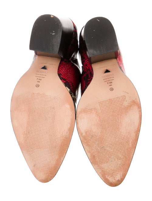 Schutz Embossed Leather Animal Print Mules