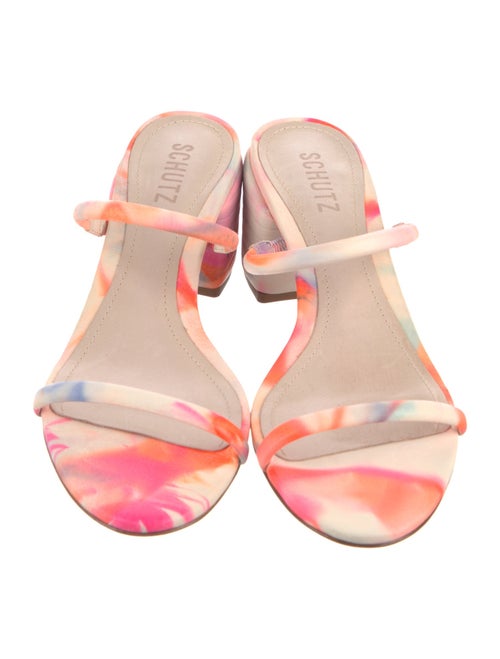Schutz Leather Tie-Dye Print Slides