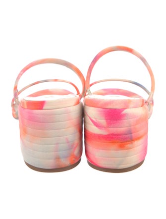 Schutz Leather Tie-Dye Print Slides