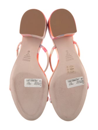 Schutz Leather Tie-Dye Print Slides