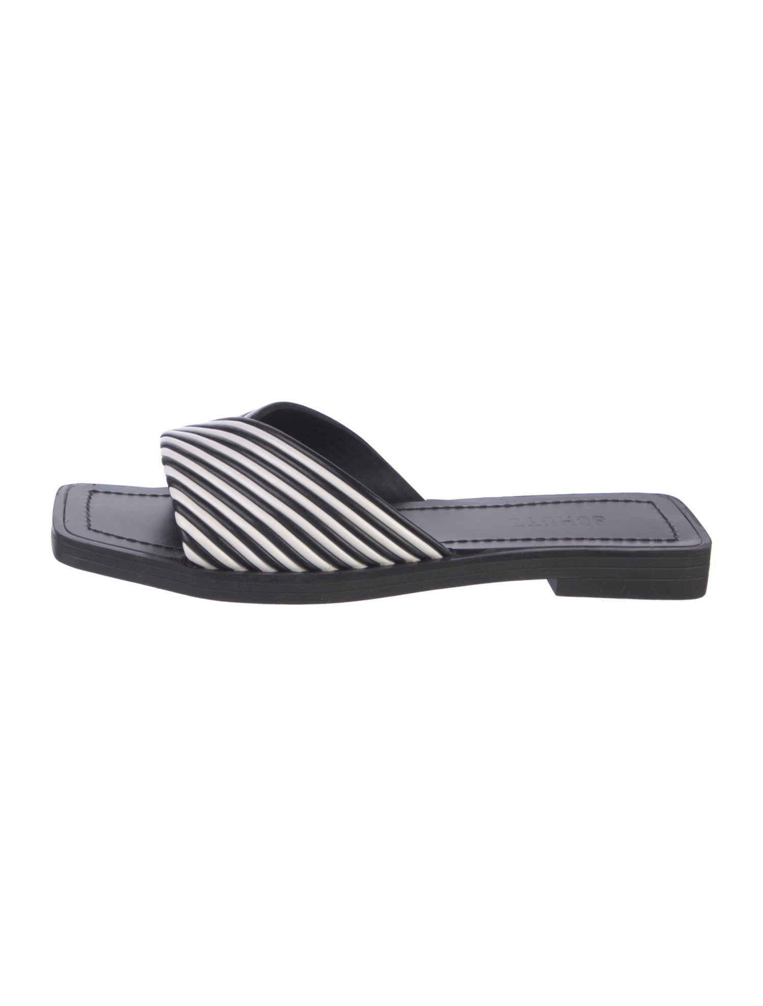 Schutz Leather Printed Slides