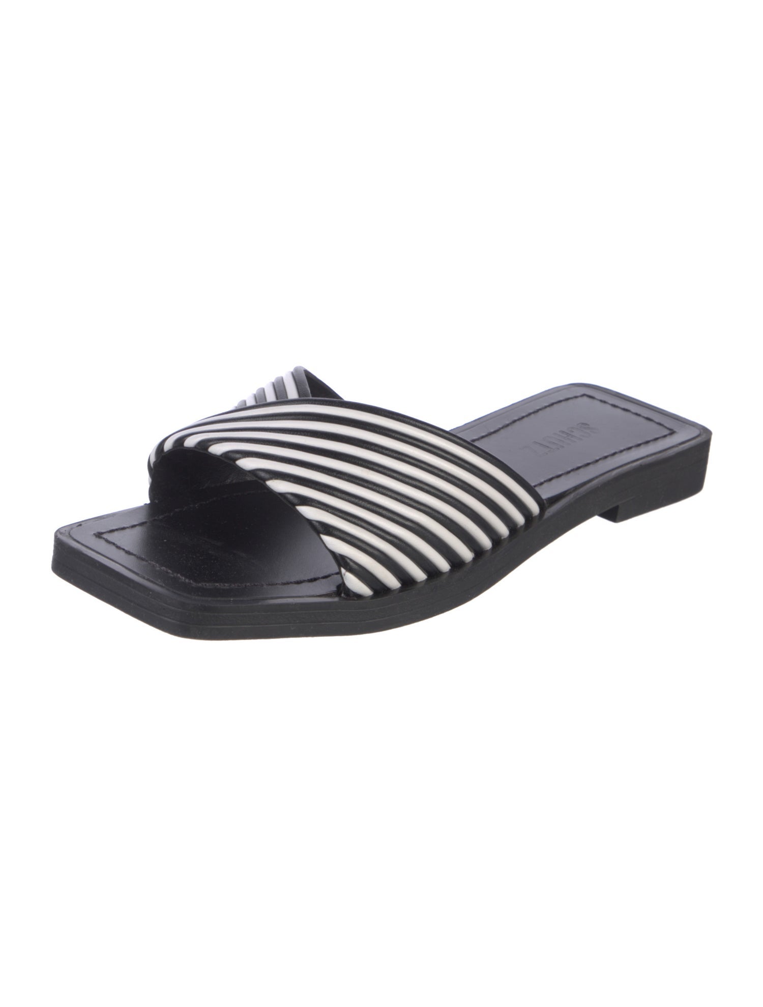 Schutz Leather Printed Slides