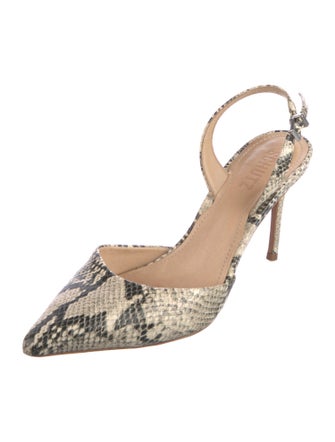 Schutz Embossed Leather Animal Print Slingback Pumps