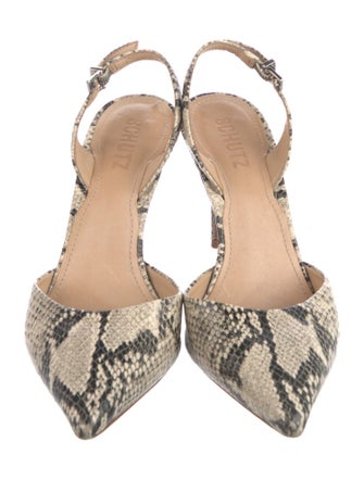 Schutz Embossed Leather Animal Print Slingback Pumps