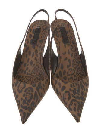 Schutz Leather Animal Print Slingback Pumps