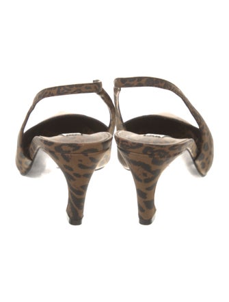 Schutz Leather Animal Print Slingback Pumps