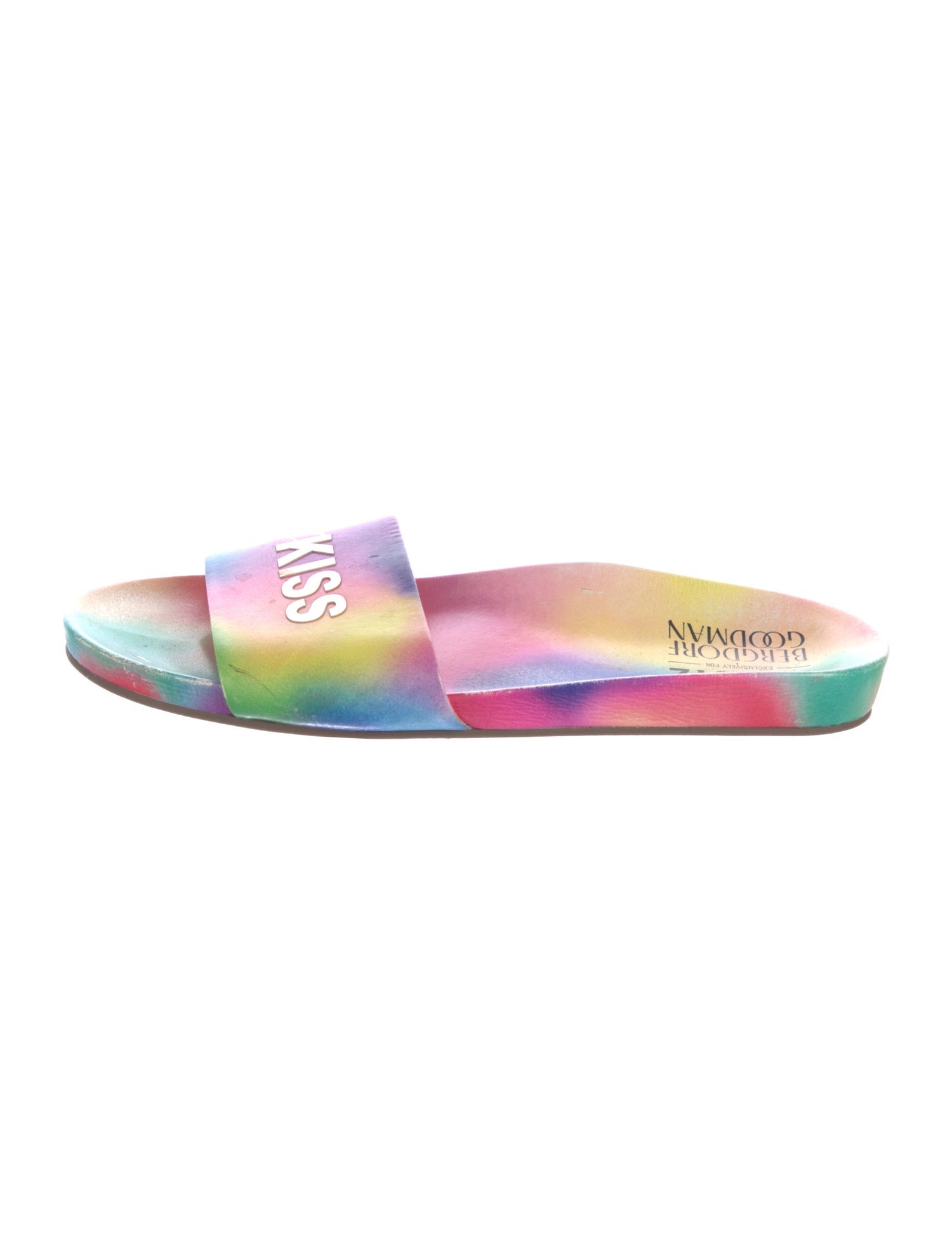 Schutz Leather Colorblock Pattern Slides