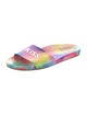 Schutz Leather Colorblock Pattern Slides
