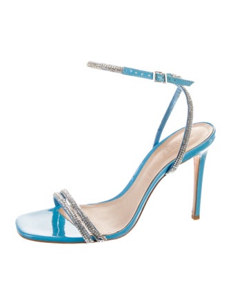 Schutz Patent Leather Crystal Embellishments Sandals