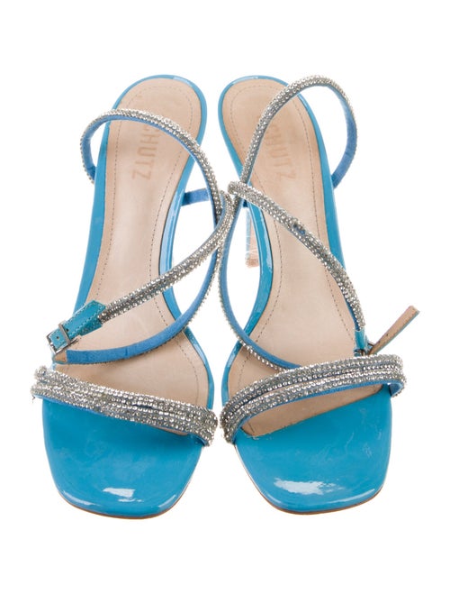 Schutz Patent Leather Crystal Embellishments Sandals
