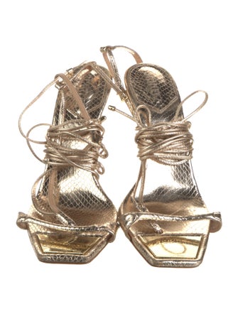 Schutz Embossed Leather Sandals