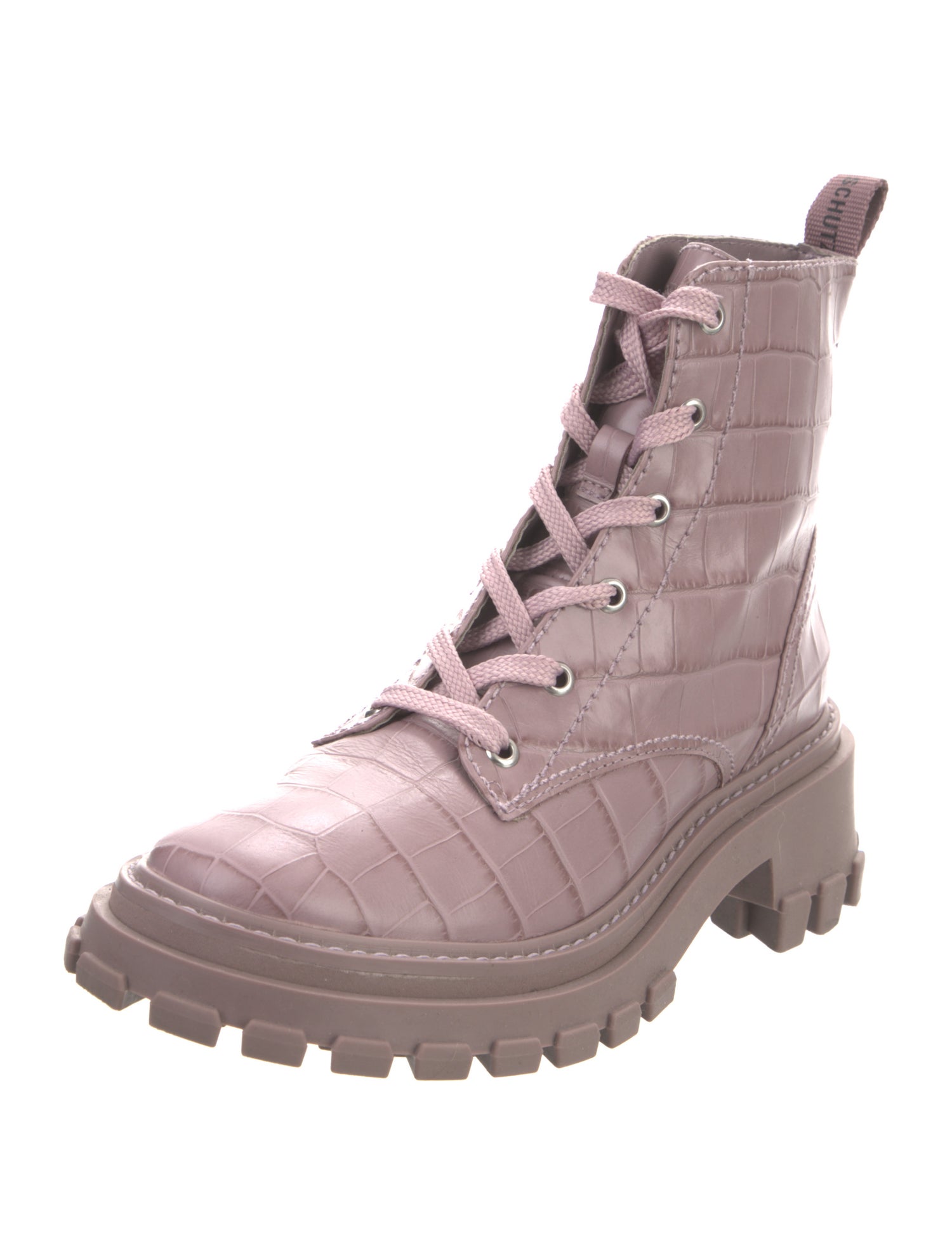 Schutz Embossed Leather Combat Boots
