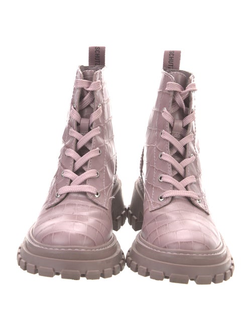Schutz Embossed Leather Combat Boots