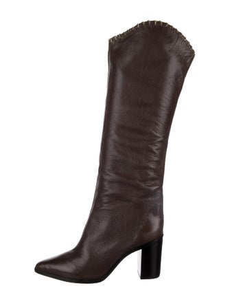 Schutz Leather Chain-Link Accents Boots
