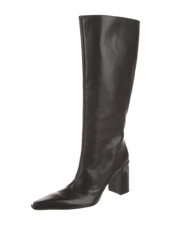 Schutz Leather Whipstitch Trim Boots
